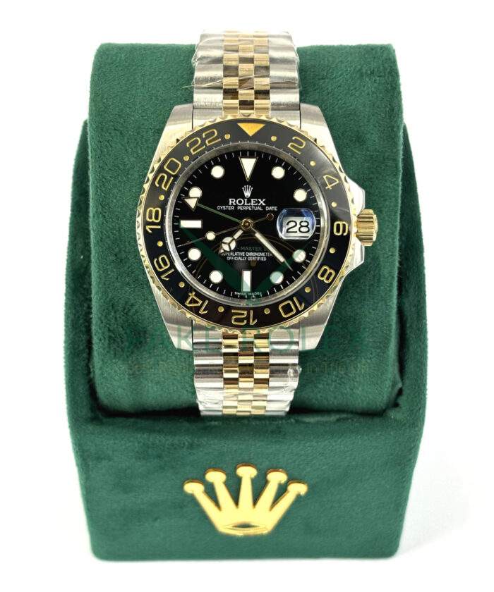 Fake Rolex GMT Jubilee Bicolor Black