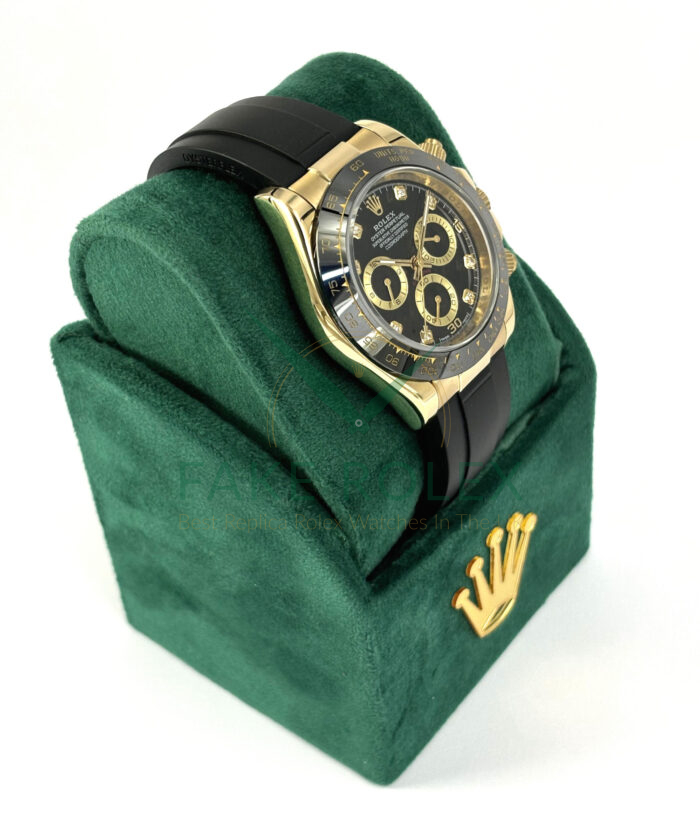 Fake Rolex Daytona Rubber Gold Black Stone Right Side