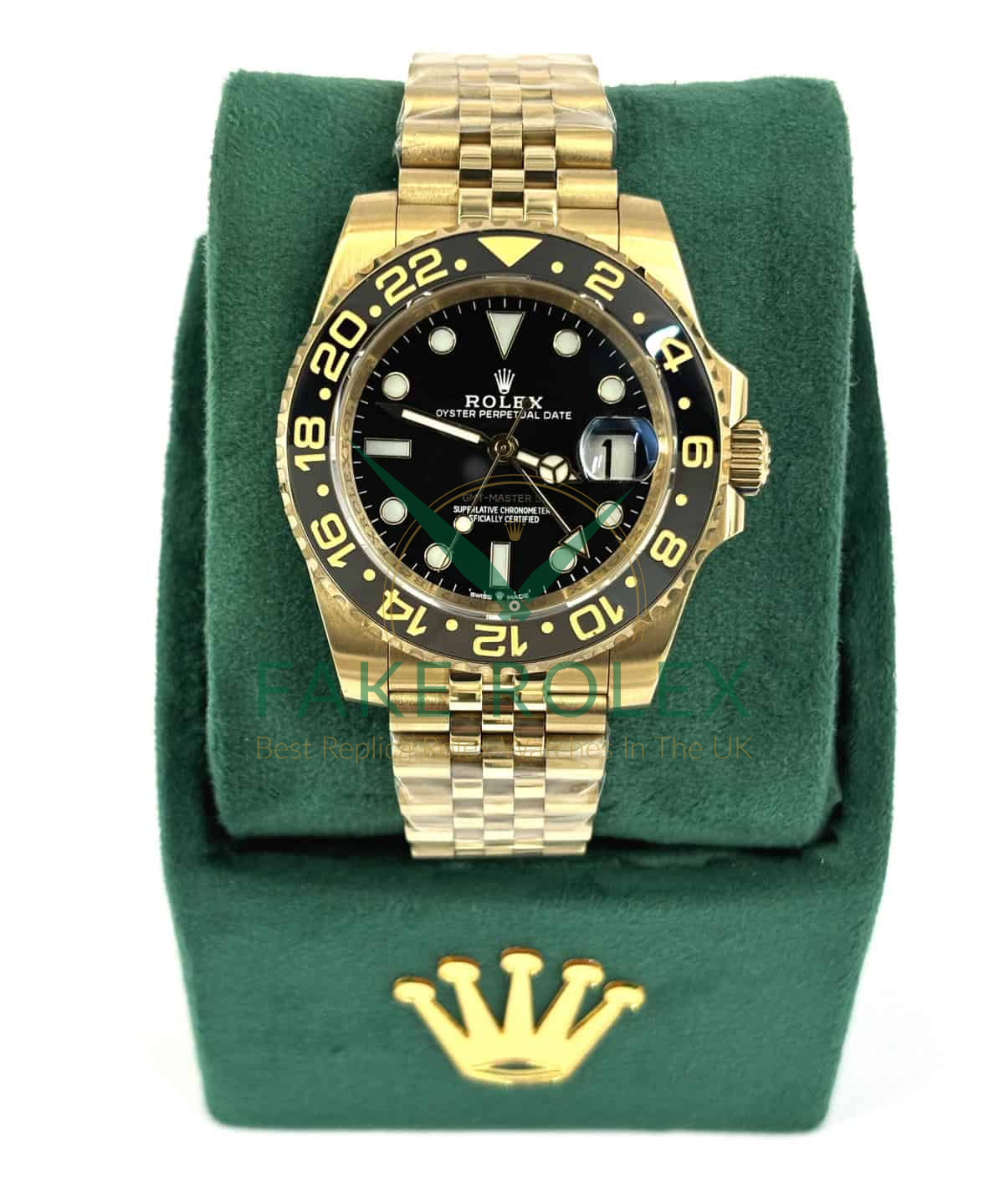 Fake Rolex Gmt Jubilee Gold Black Grey