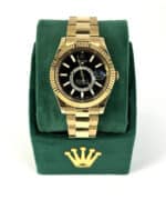 Fake Rolex Sky-Dweller Oyster Gold Black Dial