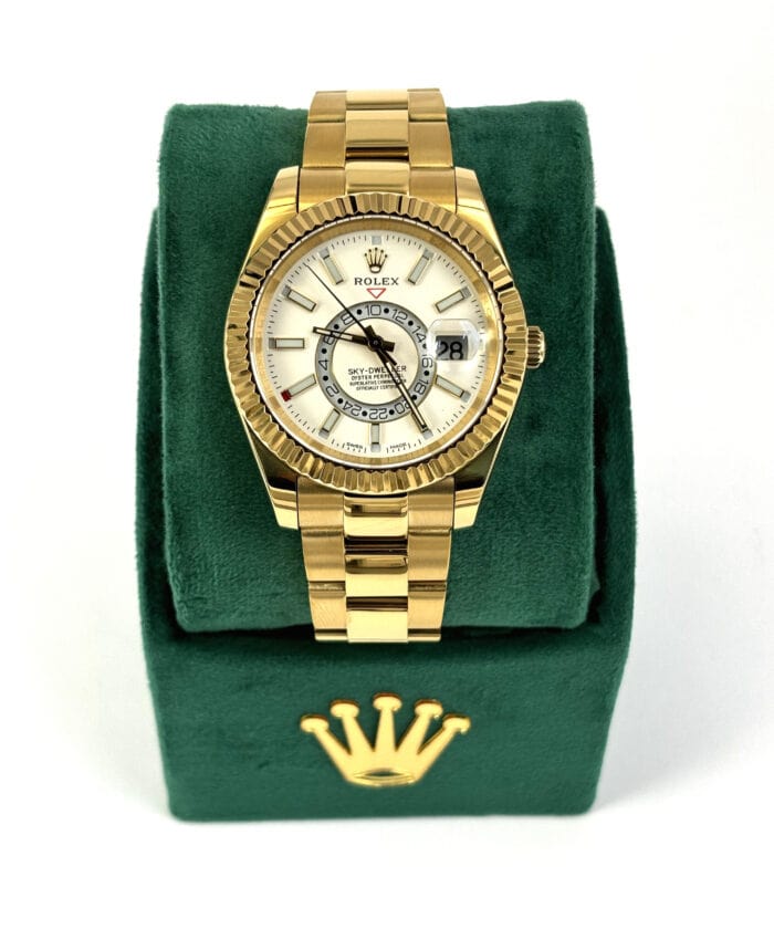 Fake Rolex Sky-Dweller Oyster Gold White Dial