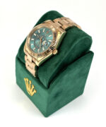 Fake Rolex Sky-Dweller Oyster Rose Gold Blue Dial Left Side