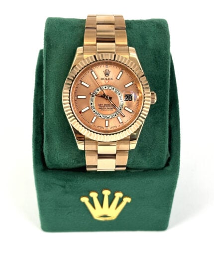 Fake Rolex Sky-Dweller Oyster Rose Gold Rose Dial