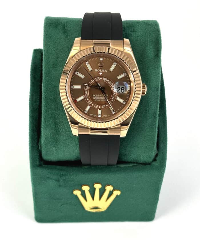 Fake Rolex Sky-Dweller Rubber Rose Brown